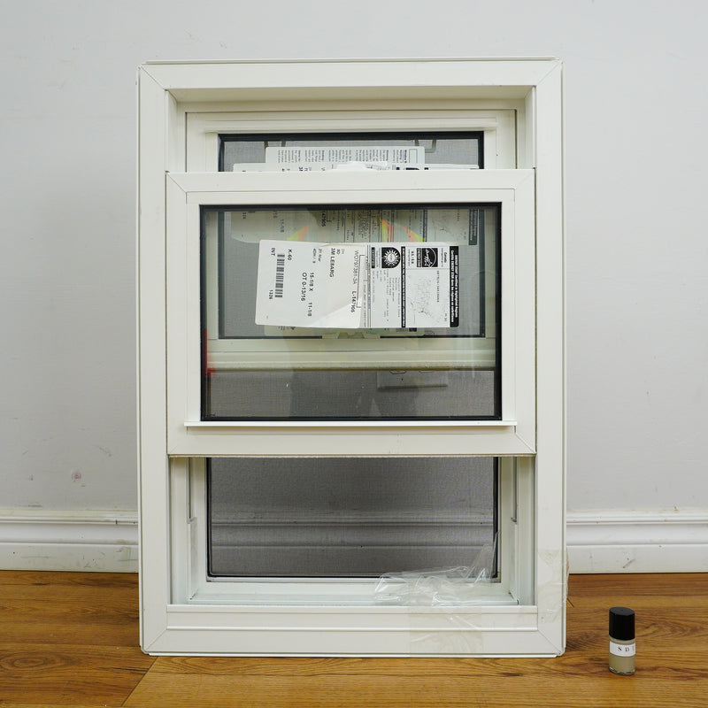 20x28-Inch Double Hung Window in Sandstone with Spring Screen