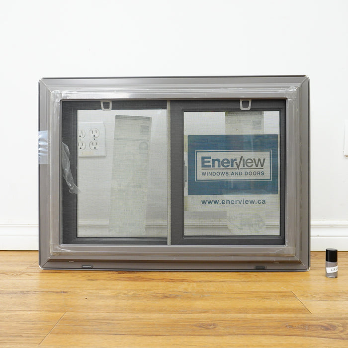 28x20-Inch Double Slider Window in Grey with Spring Screen