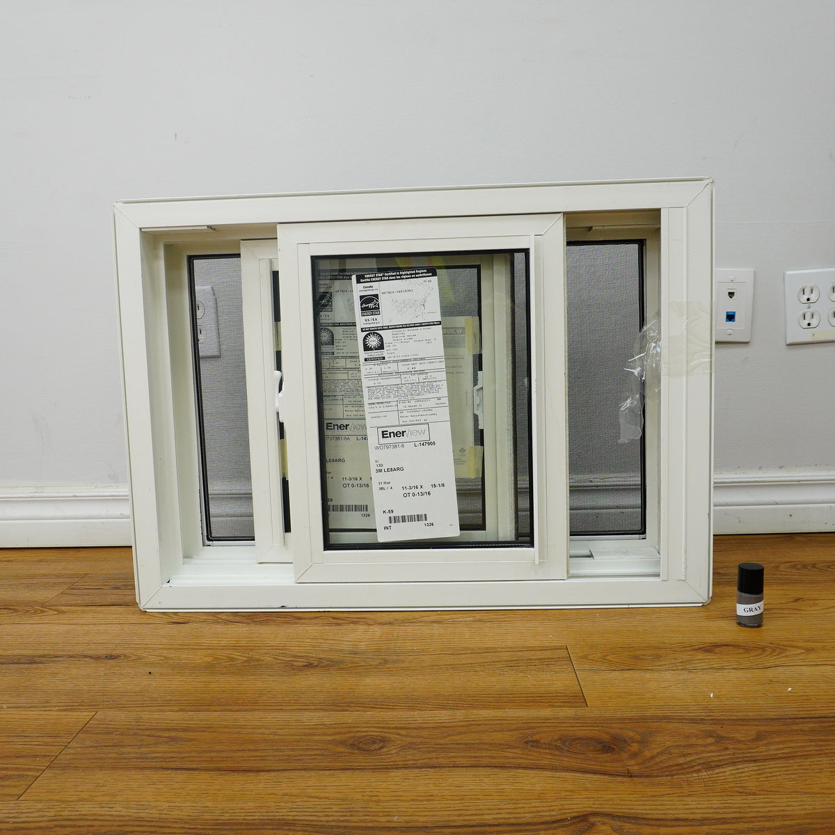 28x20-Inch Double Slider Window in Grey with Spring Screen
