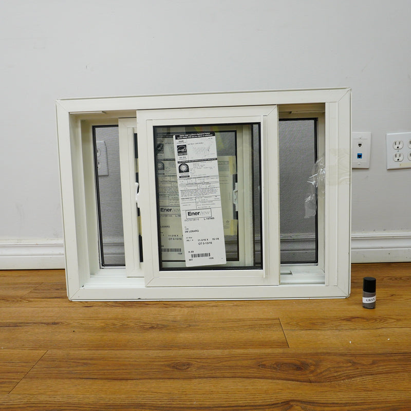 28x20-Inch Double Slider Window in Grey with Spring Screen