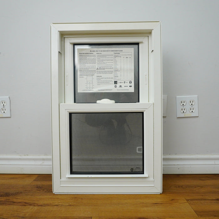 18x28-Inch Double Hung Window in White with Spring Screen