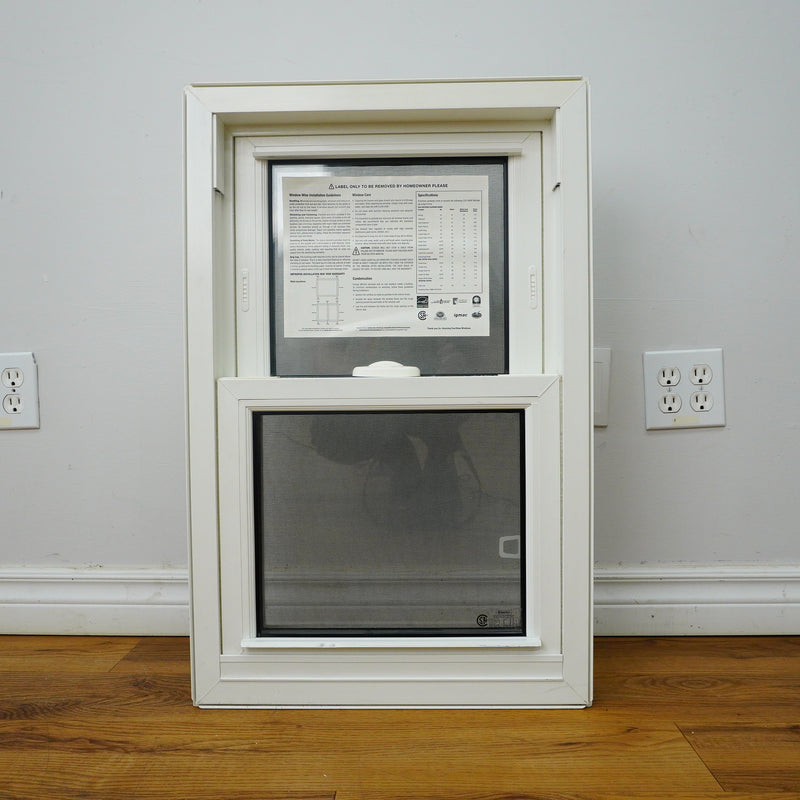 18x28-Inch Double Hung Window in White with Spring Screen
