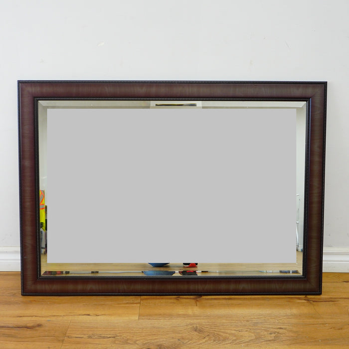 41x29-inch Beveled Horizontal Hanging Mirror with Wood-look Frame