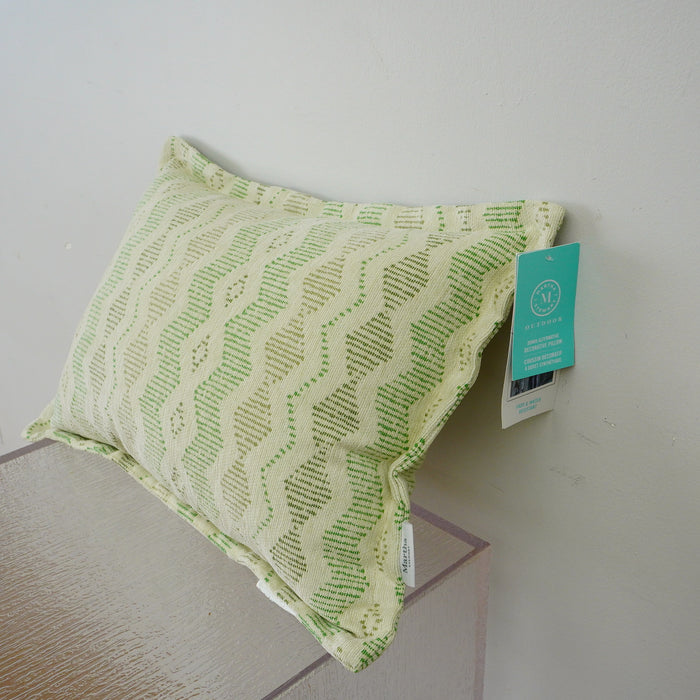 Cream and Green Soft Outdoor Throw Cushion