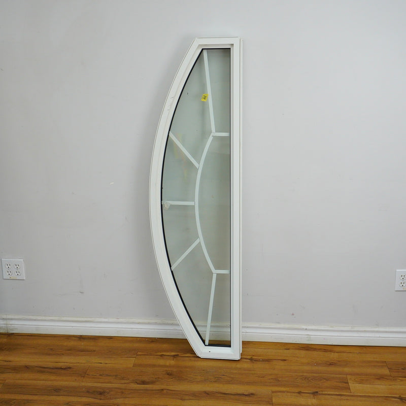 60x17-Inch Fixed Curved Picture Window in White with Pewter accents