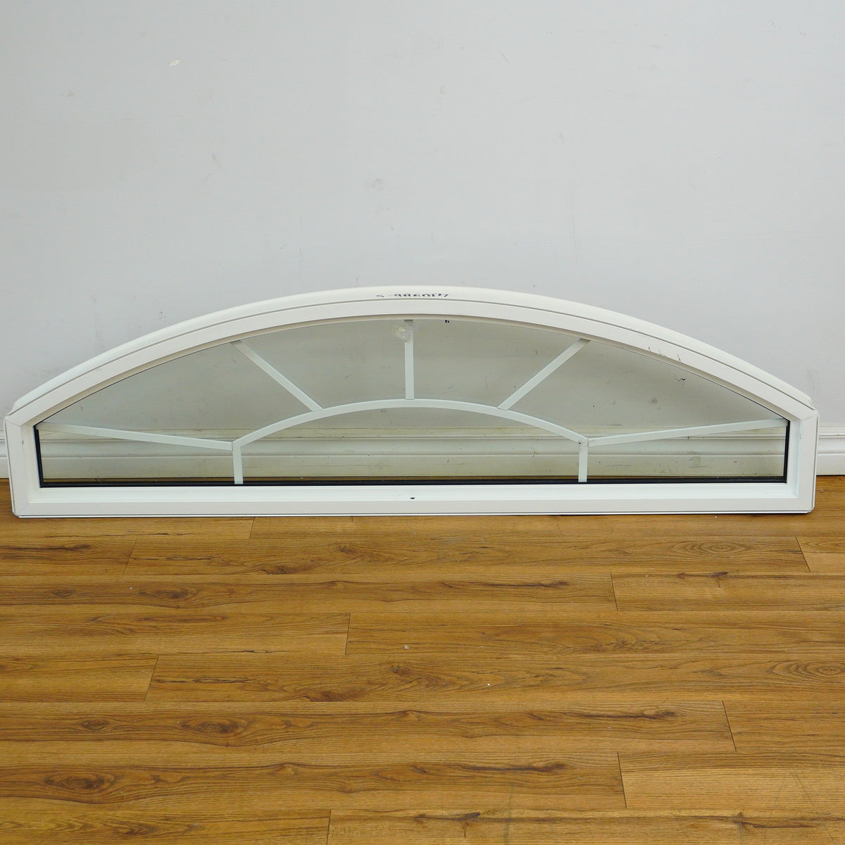 60x17-Inch Fixed Curved Picture Window in White with Pewter accents