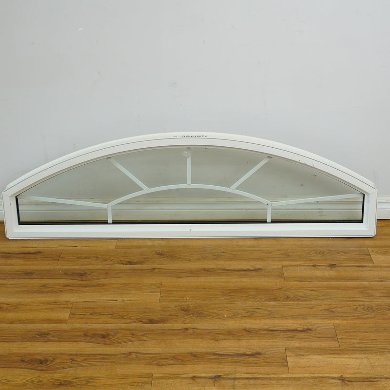 60x17-Inch Fixed Curved Picture Window in White with Pewter accents