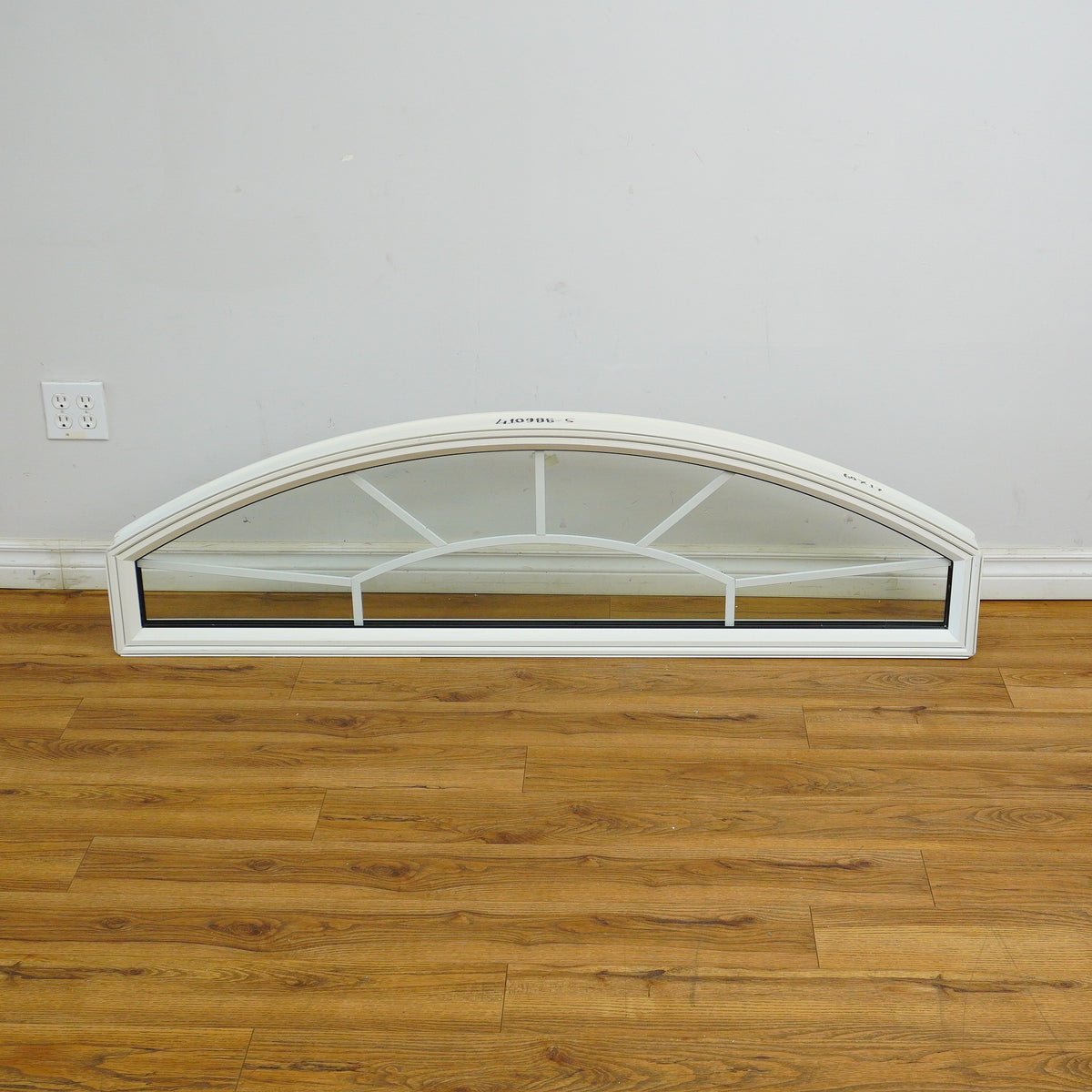60x17-Inch Fixed Curved Picture Window in White with Pewter accents
