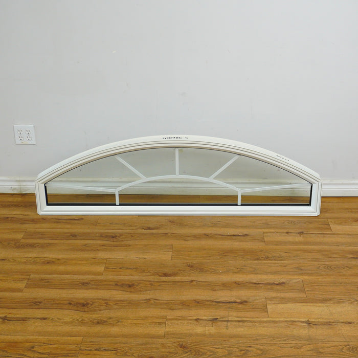 60x17-Inch Fixed Curved Picture Window in White with Pewter accents