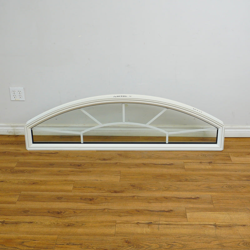 60x17-Inch Fixed Curved Picture Window in White with Pewter accents