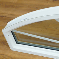 60x17-Inch Fixed Curved Picture Window in White with Pewter accents