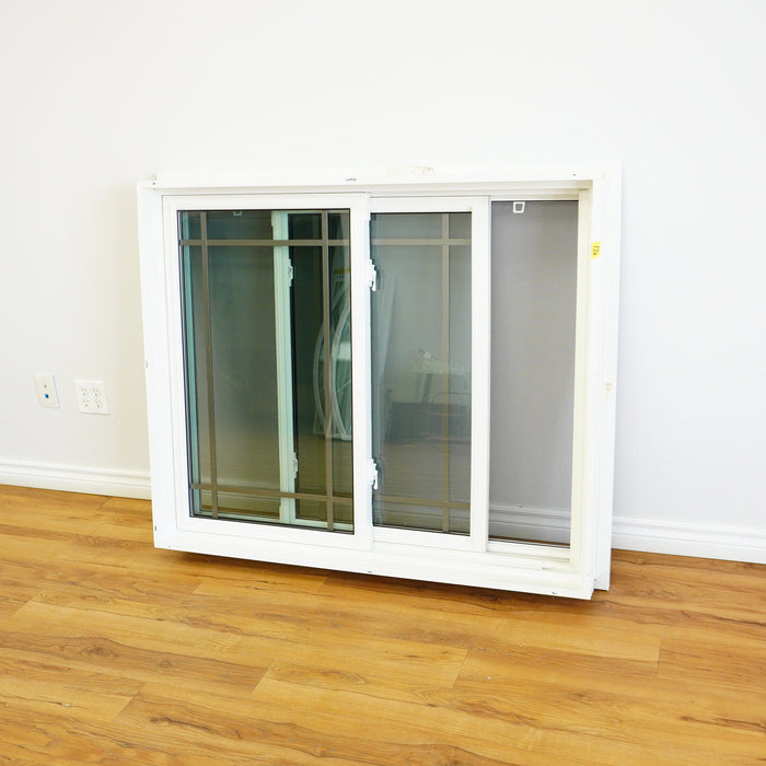 48x40-inch White Double Slider Window with Pewter Accents
