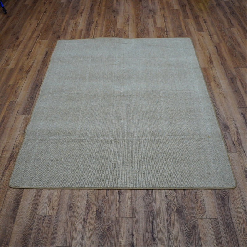 7.4 x 6 ft Beige Woven Flatweave Area Rug – Rounded Edge Finish