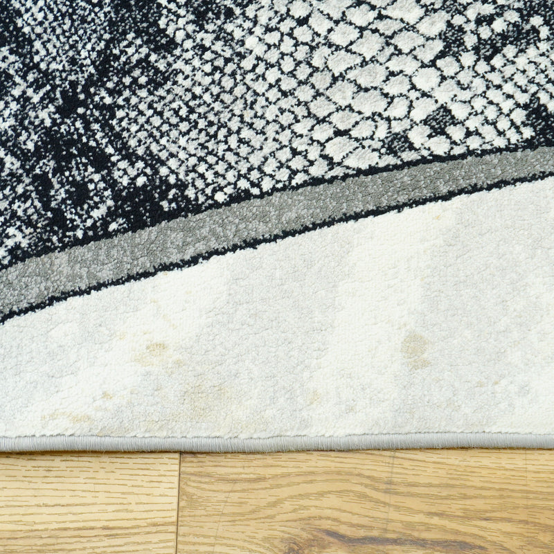 10.5 x 7.9 ft Abstract Wave Pattern Area Rug – Black, White & Gray