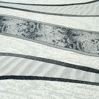 10.5 x 7.9 ft Abstract Wave Pattern Area Rug – Black, White & Gray