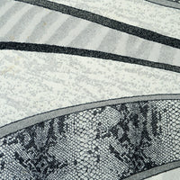10.5 x 7.9 ft Abstract Wave Pattern Area Rug – Black, White & Gray