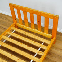42 x 82 x 49-Inch – Light Brown Wood Bed Frame with Panel Headboard