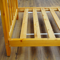 42 x 82 x 49-Inch – Light Brown Wood Bed Frame with Panel Headboard