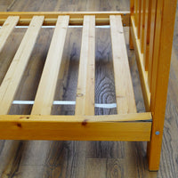 42 x 82 x 49-Inch – Light Brown Wood Bed Frame with Panel Headboard