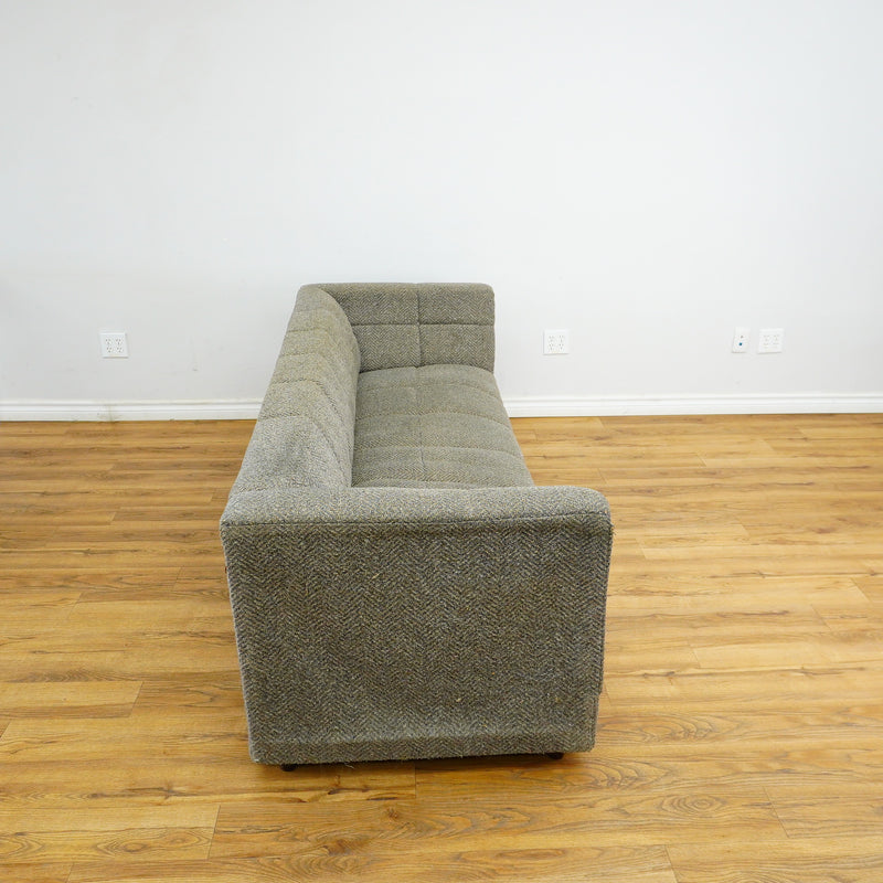 82-Inch Gray Tufted Upholstered Sofa with Low-Profile Seat