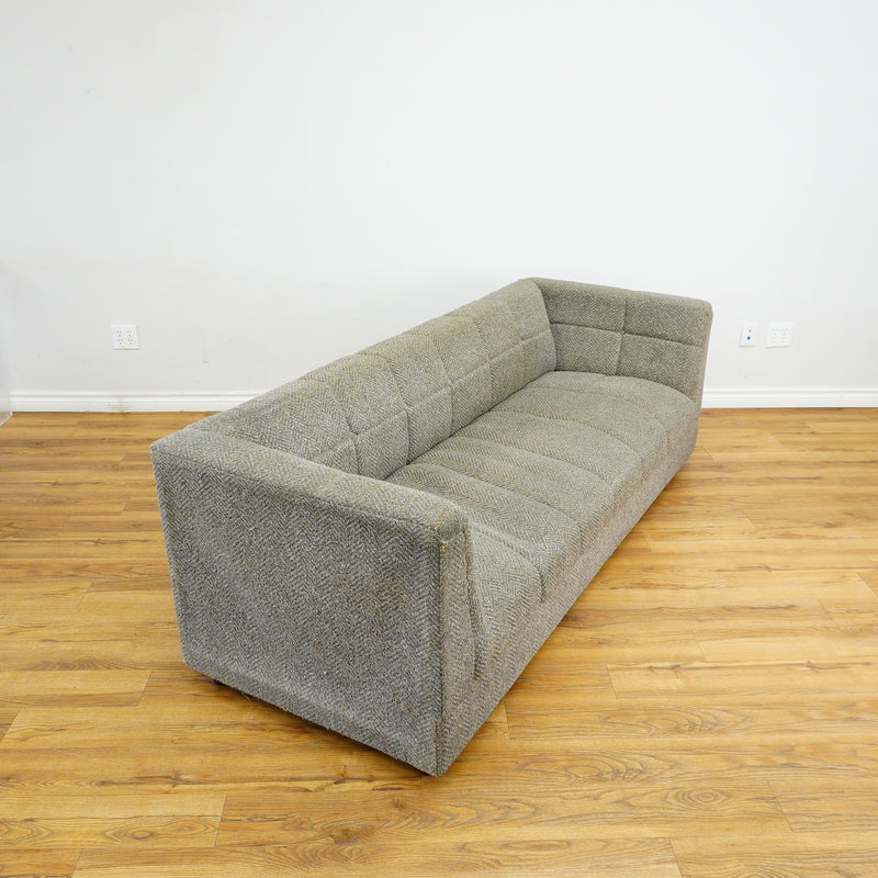 82-Inch Gray Tufted Upholstered Sofa with Low-Profile Seat