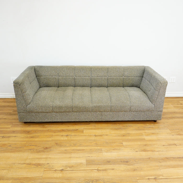 82-Inch Gray Tufted Upholstered Sofa with Low-Profile Seat