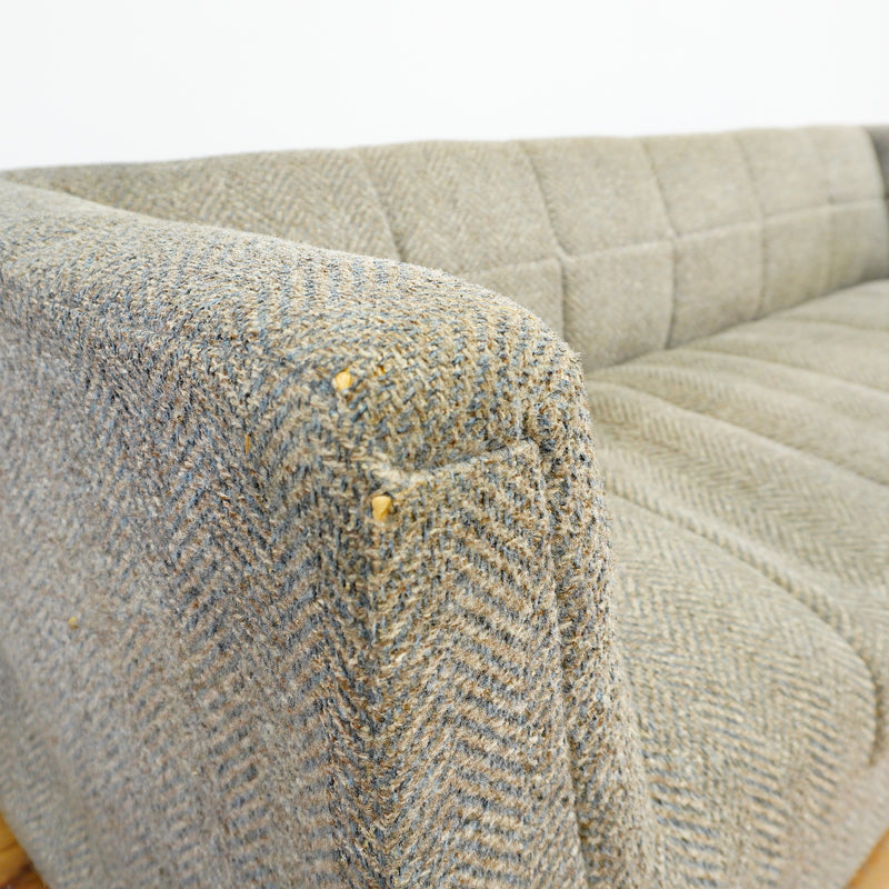 82-Inch Gray Tufted Upholstered Sofa with Low-Profile Seat