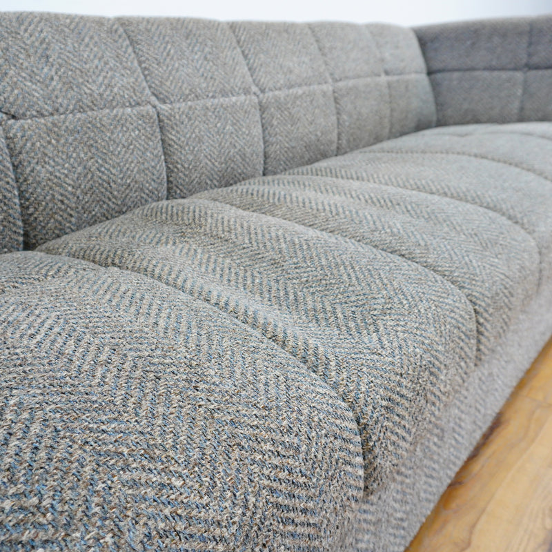 82-Inch Gray Tufted Upholstered Sofa with Low-Profile Seat