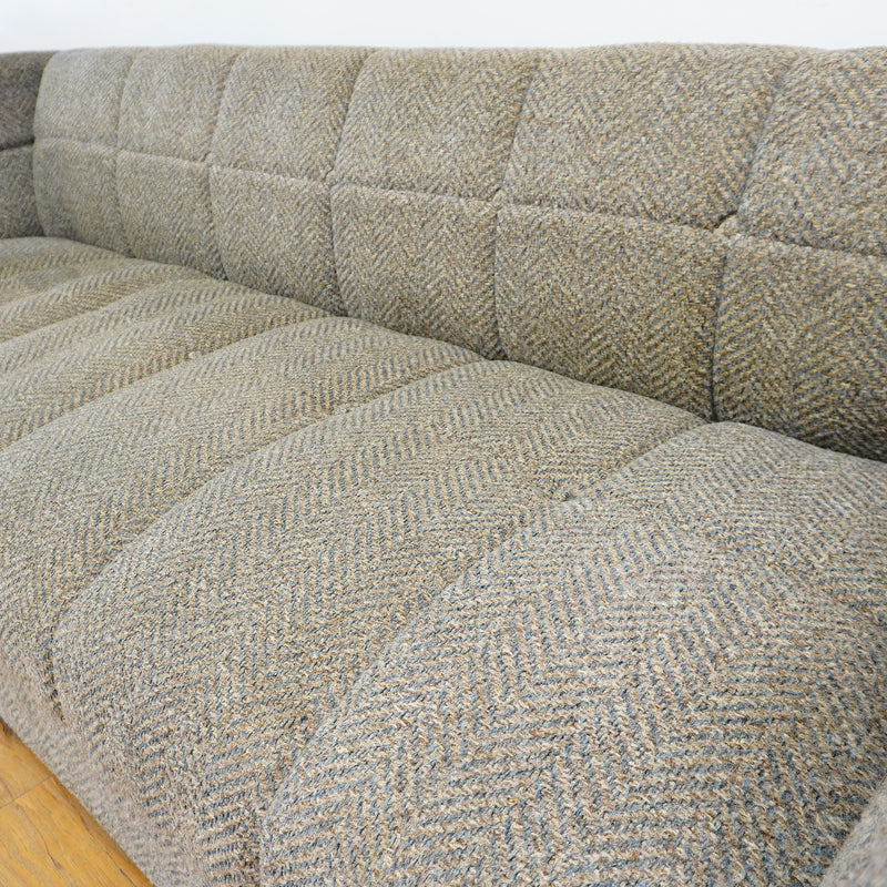 82-Inch Gray Tufted Upholstered Sofa with Low-Profile Seat
