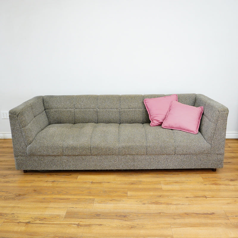 82-Inch Gray Tufted Upholstered Sofa with Low-Profile Seat