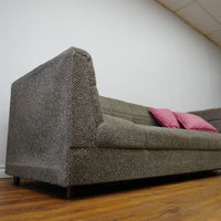 82-Inch Gray Tufted Upholstered Sofa with Low-Profile Seat