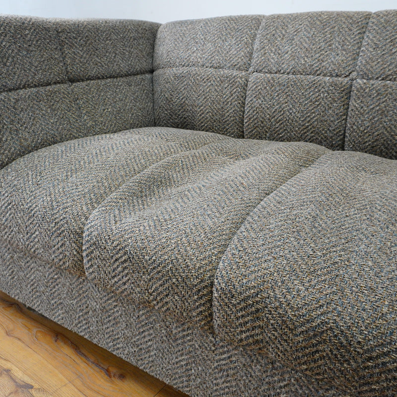 82-Inch Gray Tufted Upholstered Sofa with Low-Profile Seat