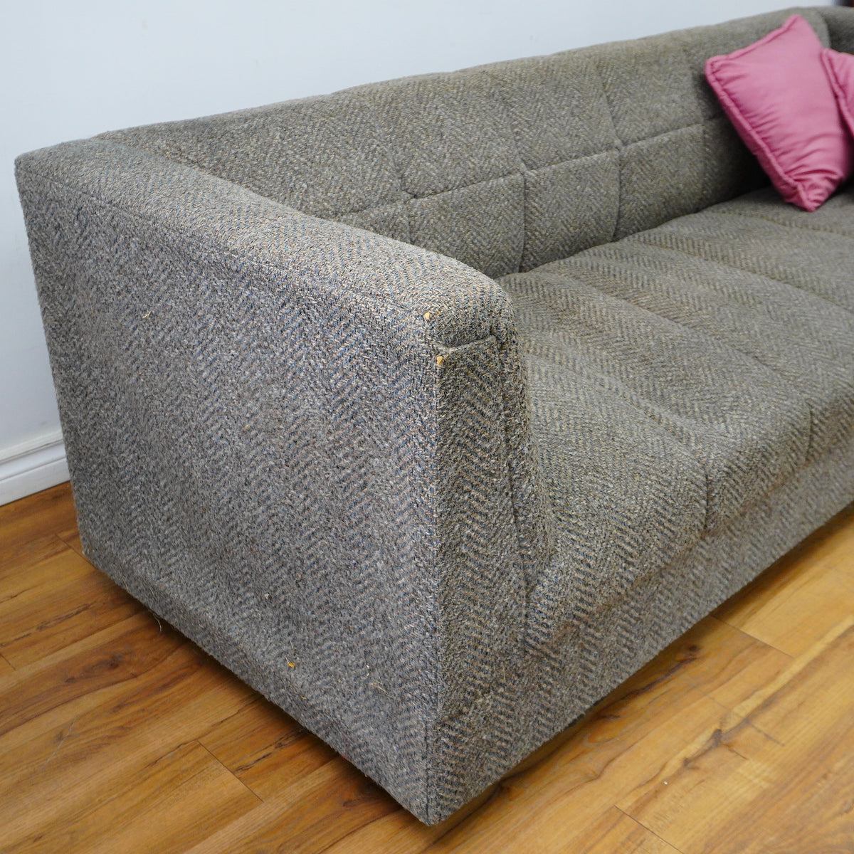 82-Inch Gray Tufted Upholstered Sofa with Low-Profile Seat
