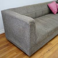 82-Inch Gray Tufted Upholstered Sofa with Low-Profile Seat