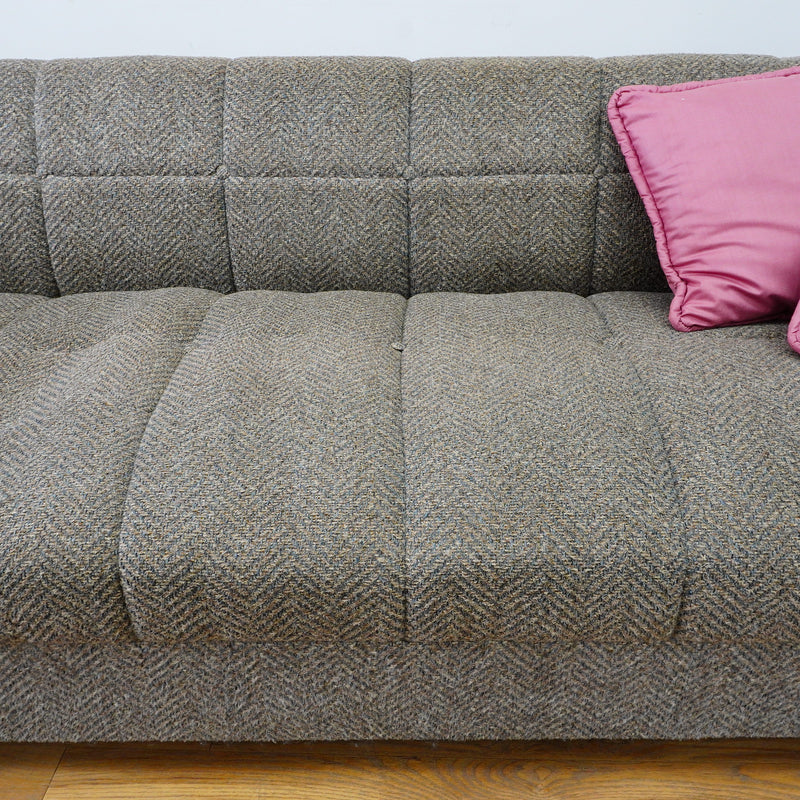 82-Inch Gray Tufted Upholstered Sofa with Low-Profile Seat