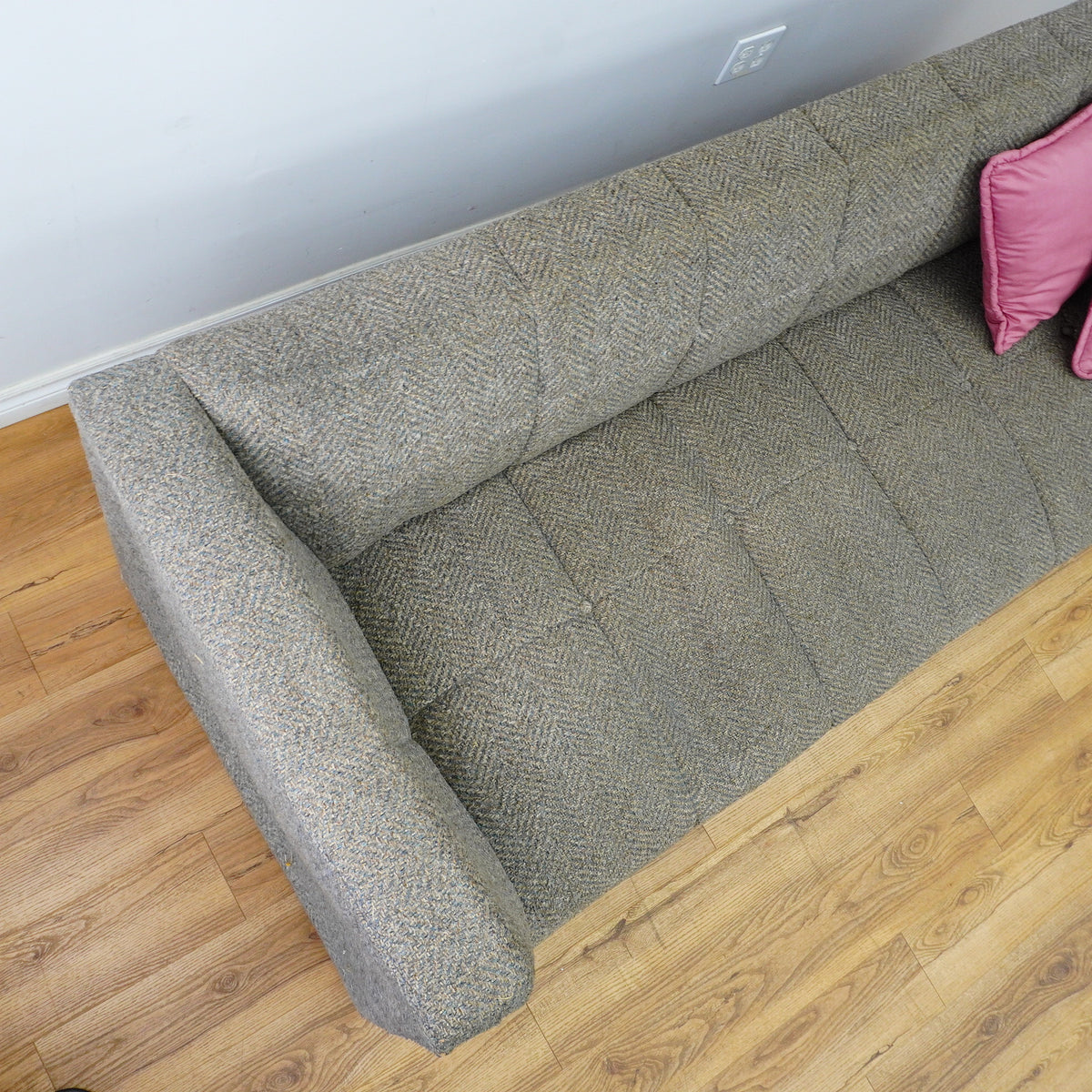 82-Inch Gray Tufted Upholstered Sofa with Low-Profile Seat