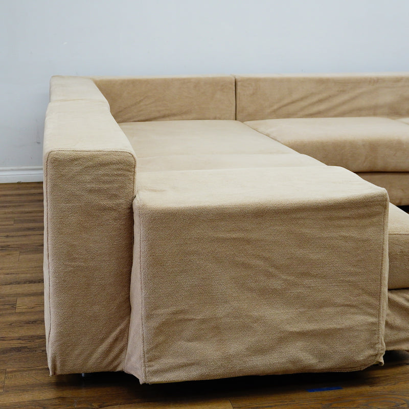 Modular 3‑Piece Sectional Sofa in Beige Fabric – 154x112x27‑Inch