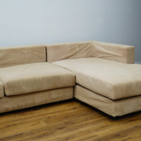 Modular 3‑Piece Sectional Sofa in Beige Fabric – 154x112x27‑Inch