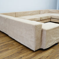 Modular 3‑Piece Sectional Sofa in Beige Fabric – 154x112x27‑Inch