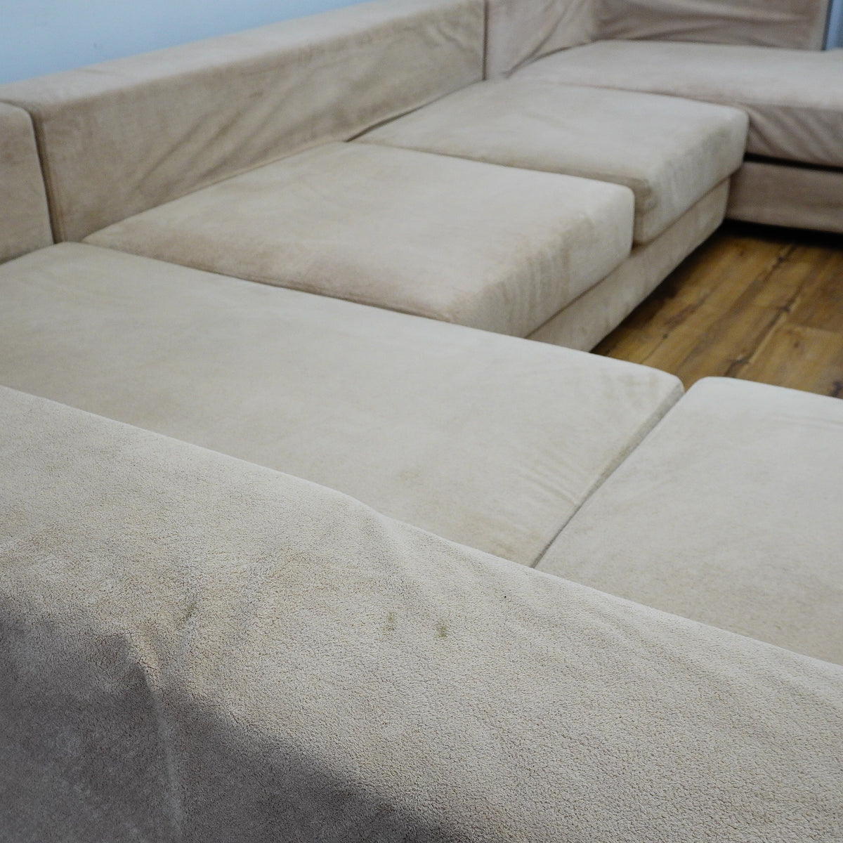 Modular 3‑Piece Sectional Sofa in Beige Fabric – 154x112x27‑Inch