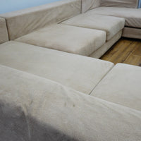 Modular 3‑Piece Sectional Sofa in Beige Fabric – 154x112x27‑Inch