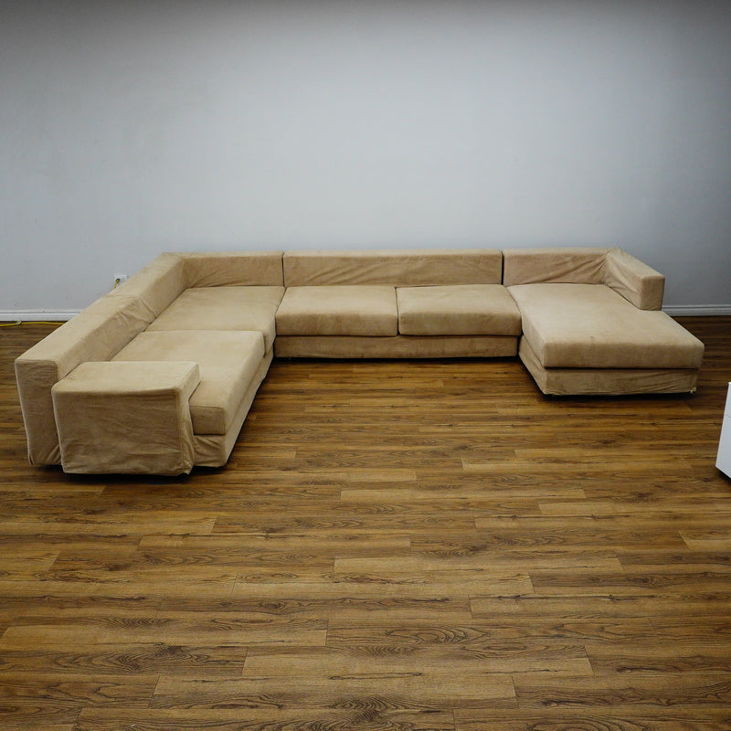 Modular 3‑Piece Sectional Sofa in Beige Fabric – 154x112x27‑Inch