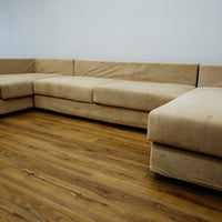 Modular 3‑Piece Sectional Sofa in Beige Fabric – 154x112x27‑Inch