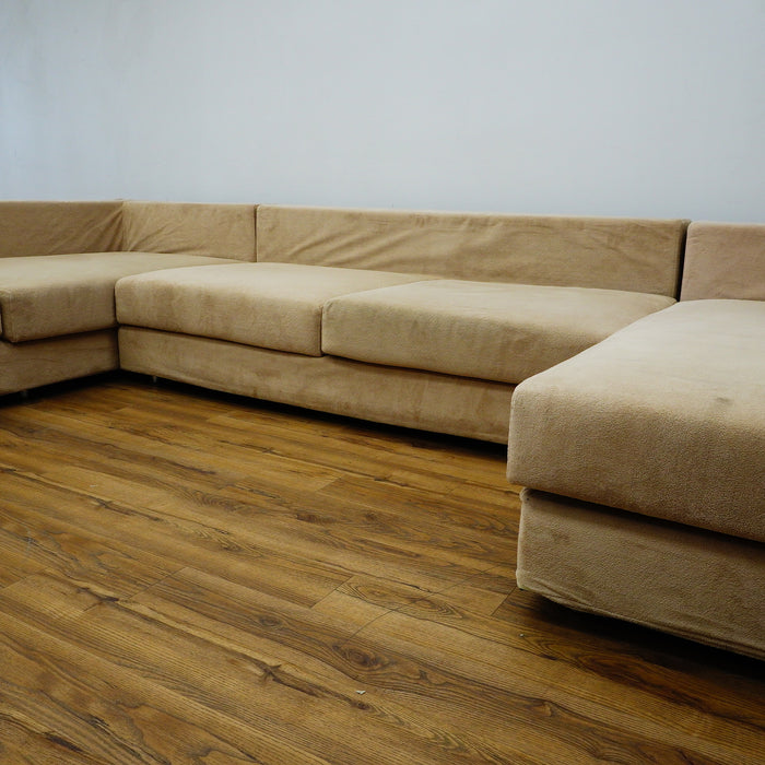 Modular 3‑Piece Sectional Sofa in Beige Fabric – 154x112x27‑Inch