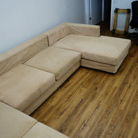 Modular 3‑Piece Sectional Sofa in Beige Fabric – 154x112x27‑Inch