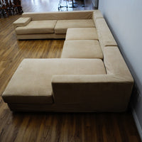 Modular 3‑Piece Sectional Sofa in Beige Fabric – 154x112x27‑Inch