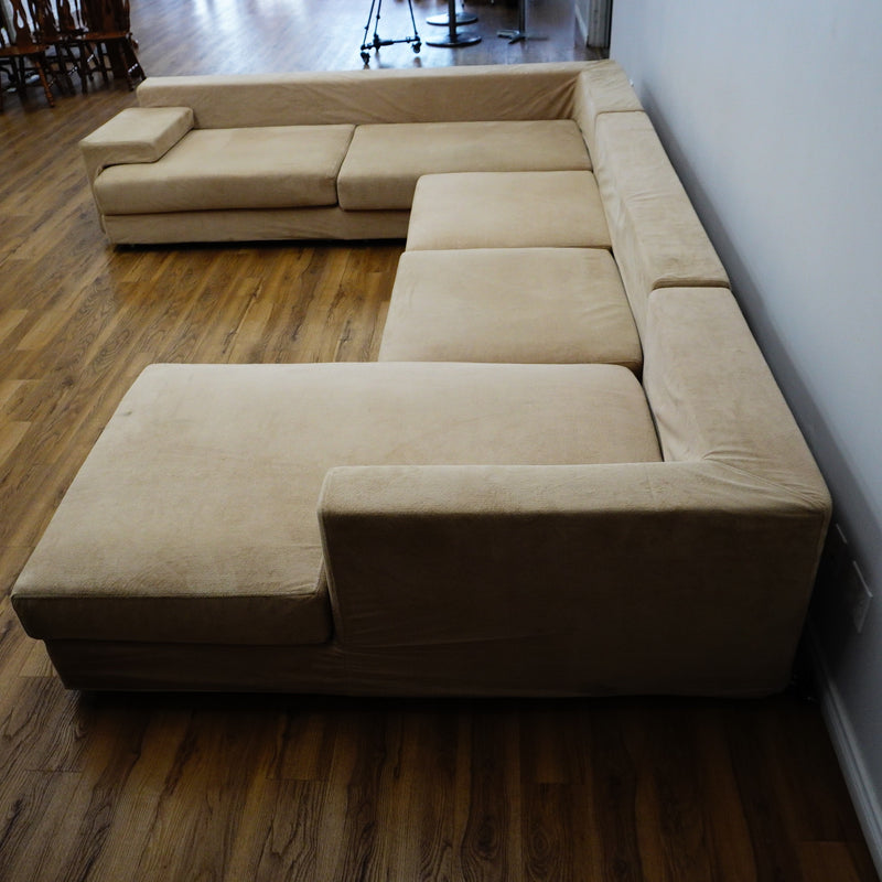 Modular 3‑Piece Sectional Sofa in Beige Fabric – 154x112x27‑Inch