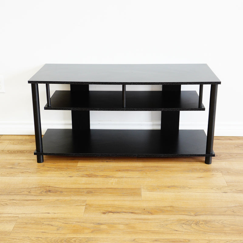 40x17x19-Inch Black Wooden TV Stand with Two Open Shelves
