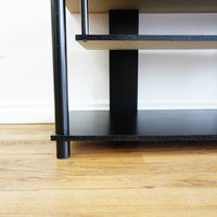 40x17x19-Inch Black Wooden TV Stand with Two Open Shelves
