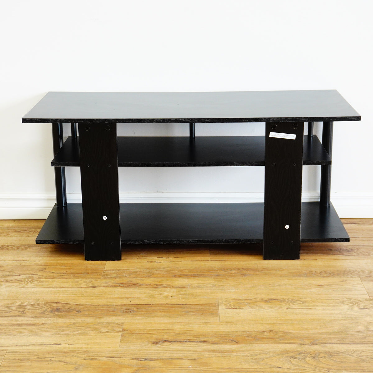 40x17x19-Inch Black Wooden TV Stand with Two Open Shelves